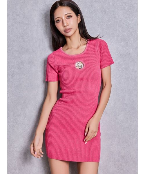 GYDA(ジェイダ)の「GG bijou MOLDハーフスリーブラメニットワンピース(ワンピース・レディース・ブラック/オフホワイト/ピンク・FREE)」の18枚目の写真
