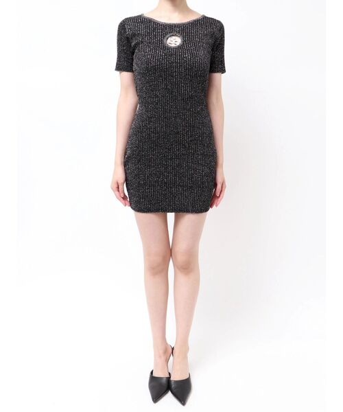 GYDA(ジェイダ)の「GG bijou MOLDハーフスリーブラメニットワンピース(ワンピース・レディース・ブラック/オフホワイト/ピンク・FREE)」の11枚目の写真
