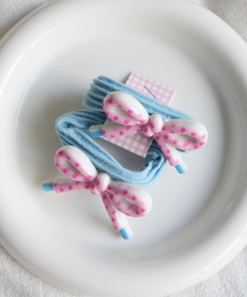 hymy（ヒュミュ）の「【 hymy-ヒュミュ- 】 ポップ リボン ヘアゴム 2個セット #（ヘアゴム・キッズ・パープル/イエロー/グリーン/ピンク/ブルー・FREE）」の3枚目の写真