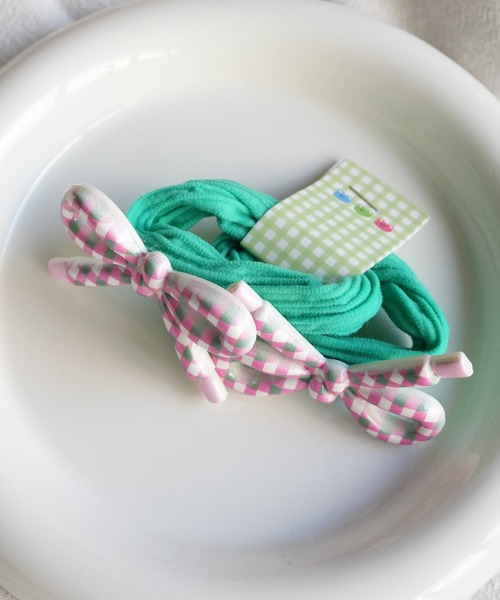 hymy（ヒュミュ）の「【 hymy-ヒュミュ- 】 ポップ リボン ヘアゴム 2個セット #（ヘアゴム・キッズ・パープル/イエロー/グリーン/ピンク/ブルー・FREE）」の2枚目の写真