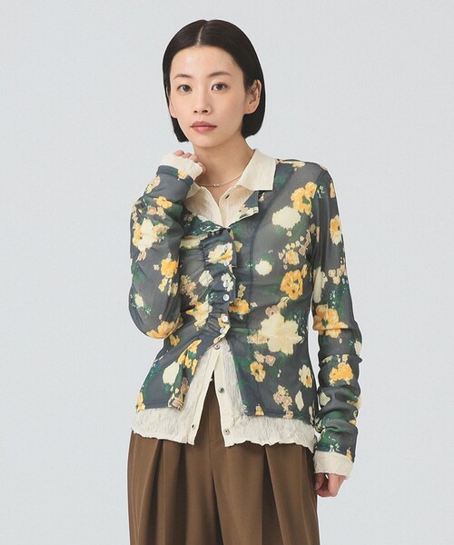 Ray BEAMS（レイビームス）の「シアー フラワープリント カーディガン（カーディガン/ボレロ・レディース・ブルー/ブラック・ONE SIZE）」の2枚目の写真