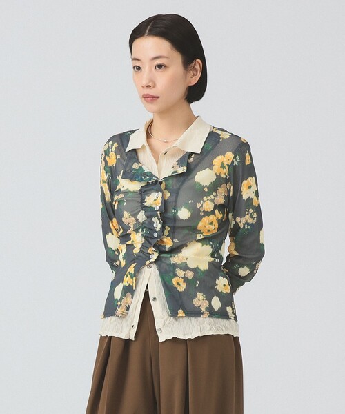 Ray BEAMS（レイビームス）の「シアー フラワープリント カーディガン（カーディガン/ボレロ・レディース・ブルー/ブラック・ONE SIZE）」の6枚目の写真