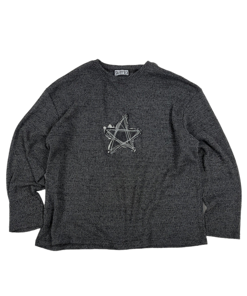 Loose Melange Knit Star Pullover — пуловер-меланж (темно‑серый меланж)