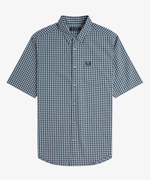 FRED PERRY（フレッドペリー）の「先行予約受付中／Gingham Short Sleeve Shirt／ギンガムチェック半袖シャツ（シャツ/ブラウス・メンズ・セージグリーン/ライトブルー・S/M/L）」の11枚目の写真