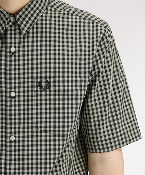 FRED PERRY（フレッドペリー）の「先行予約受付中／Gingham Short Sleeve Shirt／ギンガムチェック半袖シャツ（シャツ/ブラウス・メンズ・セージグリーン/ライトブルー・S/M/L）」の20枚目の写真
