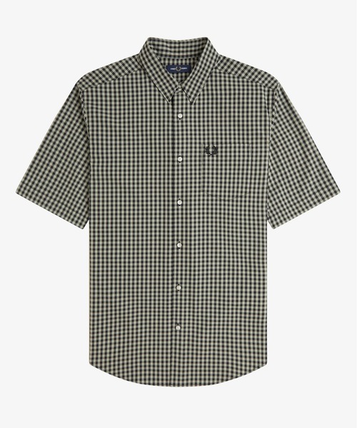 FRED PERRY（フレッドペリー）の「先行予約受付中／Gingham Short Sleeve Shirt／ギンガムチェック半袖シャツ（シャツ/ブラウス・メンズ・セージグリーン/ライトブルー・S/M/L）」の21枚目の写真