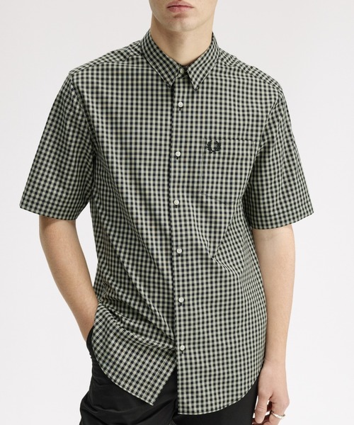 FRED PERRY（フレッドペリー）の「先行予約受付中／Gingham Short Sleeve Shirt／ギンガムチェック半袖シャツ（シャツ/ブラウス・メンズ・セージグリーン/ライトブルー・S/M/L）」の17枚目の写真