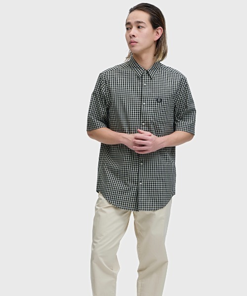 FRED PERRY（フレッドペリー）の「先行予約受付中／Gingham Short Sleeve Shirt／ギンガムチェック半袖シャツ（シャツ/ブラウス・メンズ・セージグリーン/ライトブルー・S/M/L）」の13枚目の写真