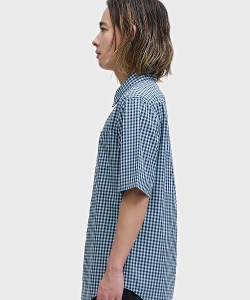 FRED PERRY（フレッドペリー）の「先行予約受付中／Gingham Short Sleeve Shirt／ギンガムチェック半袖シャツ（シャツ/ブラウス・メンズ・セージグリーン/ライトブルー・S/M/L）」の6枚目の写真