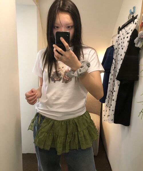 ITZAVIBE(イッザバイブ)の「KIWI DOTTED LAYERED WRAP SHORT SKIRT(スカート・レディース・その他・ONE SIZE)」の7枚目の写真