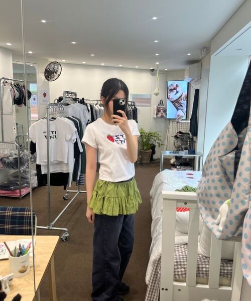 ITZAVIBE(イッザバイブ)の「KIWI DOTTED LAYERED WRAP SHORT SKIRT(スカート・レディース・その他・ONE SIZE)」の3枚目の写真