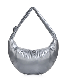 NICOLE GLOSSY SHOULDER KNOT BAG_SILVER