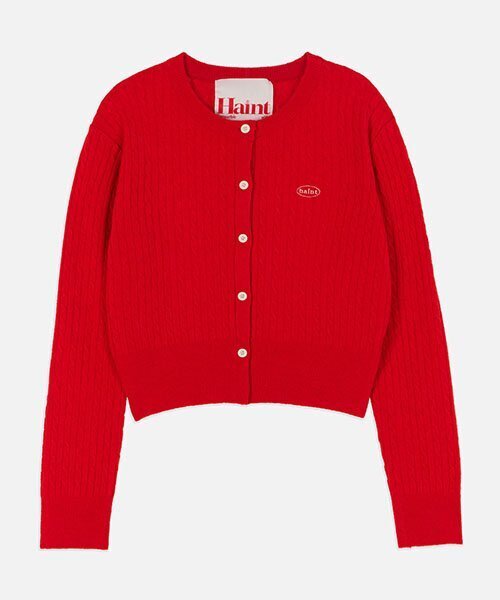 HAINT（ヘイント）の「ROYAL CROPPED CABLE CARDIGAN_2COLORS_RED（カーディガン/ボレロ・レディース・レッド・FREE）」の2枚目の写真