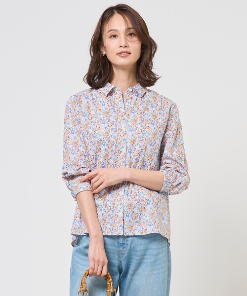 J.PRESS(ジェイプレス)の「【一枚で着映え】Liberty Rachel & Michelle シャツカラー ブラウス(シャツ/ブラウス・レディース・サックスブルー系5/ピンク系5・T13/T15)」の1枚目の写真