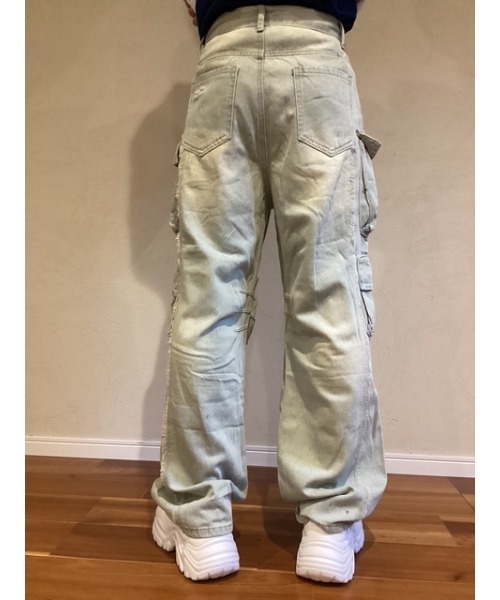 Bling Leads(ブリングリーズ)の「【Blss】【Bling Leads】ユーズドダメージ加工デニムカーゴパンツ(デニムパンツ・レディース・ブルー・MEDIUM)」の5枚目の写真