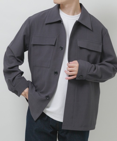 ITEMS URBANRESEARCH（アイテムズ アーバンリサーチ）の「2way ストレッチ比翼ジャケット（カバーオール・メンズ・チャコールグレー/オリーブ/ブラック/ベージュ・MEDIUM/LARGE）」の3枚目の写真