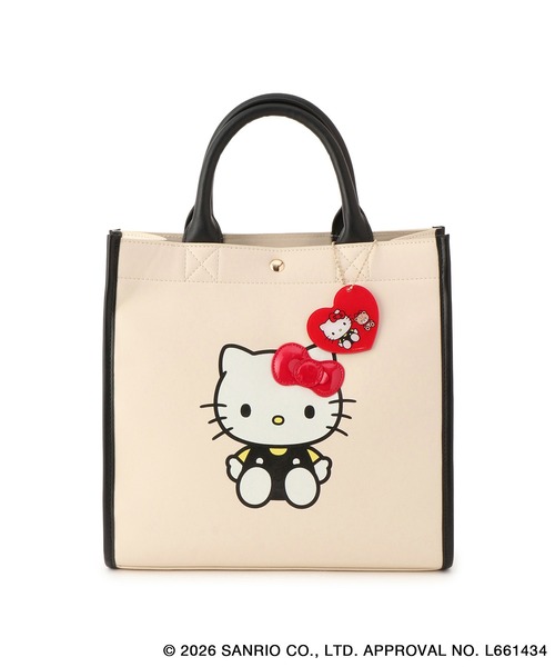 ハローキティコラボ(ハローキティコラボ)の「【ROPE' PICNIC×ハローキティ】アクリルチャーム付きトートバッグ(トートバッグ・レディース・キナリ/チャコールグレー・FREE)」の3枚目の写真