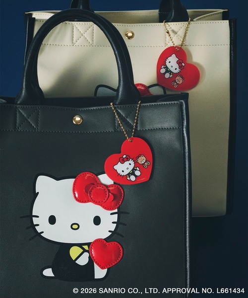 ハローキティコラボ(ハローキティコラボ)の「【ROPE' PICNIC×ハローキティ】アクリルチャーム付きトートバッグ(トートバッグ・レディース・キナリ/チャコールグレー・FREE)」の9枚目の写真