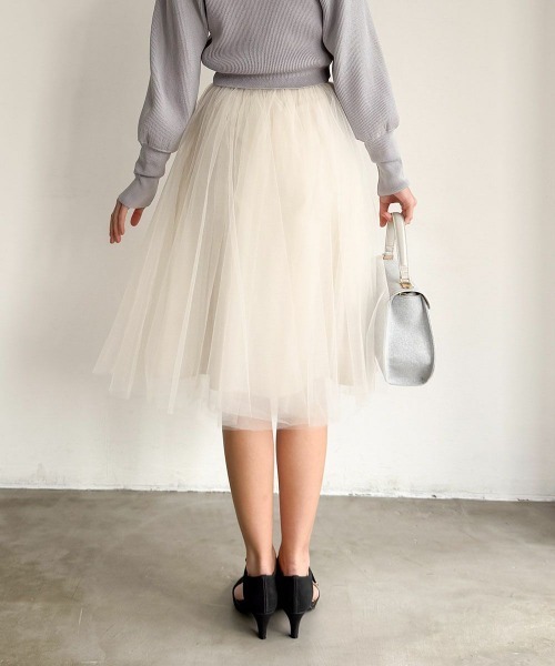 an another angelus（アンアナザーアンジェラス）の「バレリーナボリュームチュールスカート（スカート・レディース・ピンクベージュ/アイボリー・FREE）」の4枚目の写真