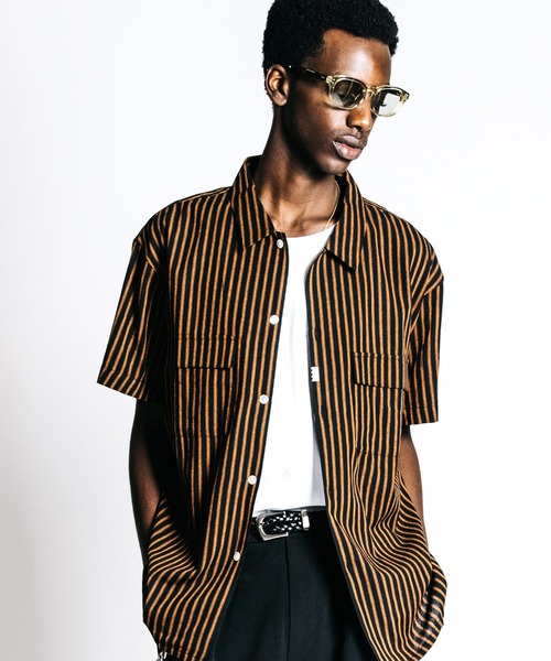 CRIMIE(クライミー)の「SUMMER STRIPE SHIRT(シャツ/ブラウス・メンズ・ブラック・M/L/XL/XXL)」の1枚目の写真