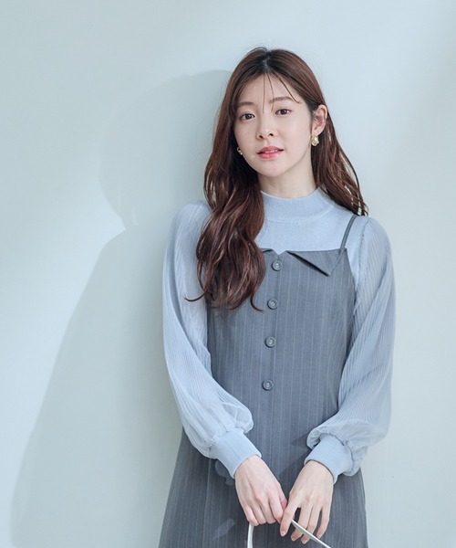 12Twelve Agenda（トゥエルブ　アジェンダ）の「フラップ衿キャミワンピース（ワンピース・レディース・グレー/ネイビー・M）」の6枚目の写真