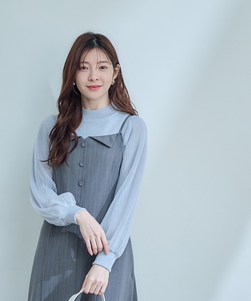 12Twelve Agenda（トゥエルブ　アジェンダ）の「フラップ衿キャミワンピース（ワンピース・レディース・グレー/ネイビー・M）」の9枚目の写真