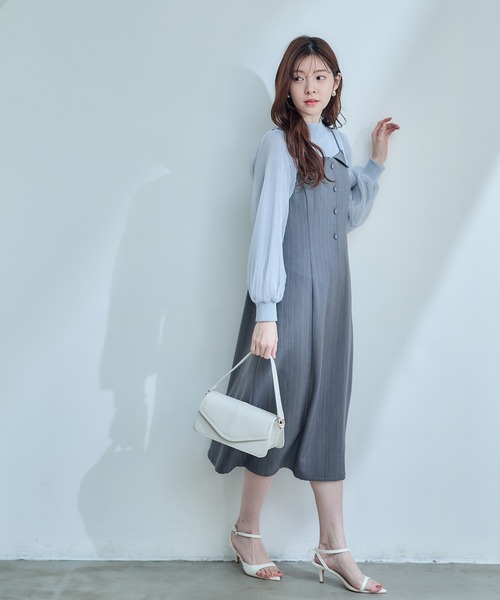 12Twelve Agenda（トゥエルブ　アジェンダ）の「フラップ衿キャミワンピース（ワンピース・レディース・グレー/ネイビー・M）」の10枚目の写真