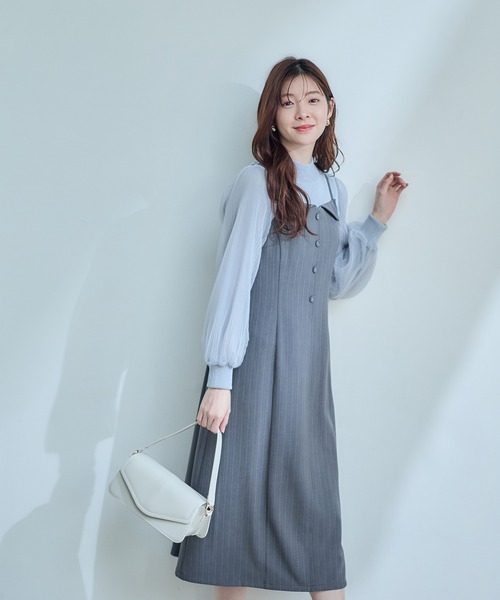 12Twelve Agenda（トゥエルブ　アジェンダ）の「フラップ衿キャミワンピース（ワンピース・レディース・グレー/ネイビー・M）」の11枚目の写真