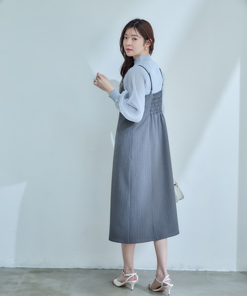 12Twelve Agenda（トゥエルブ　アジェンダ）の「フラップ衿キャミワンピース（ワンピース・レディース・グレー/ネイビー・M）」の15枚目の写真