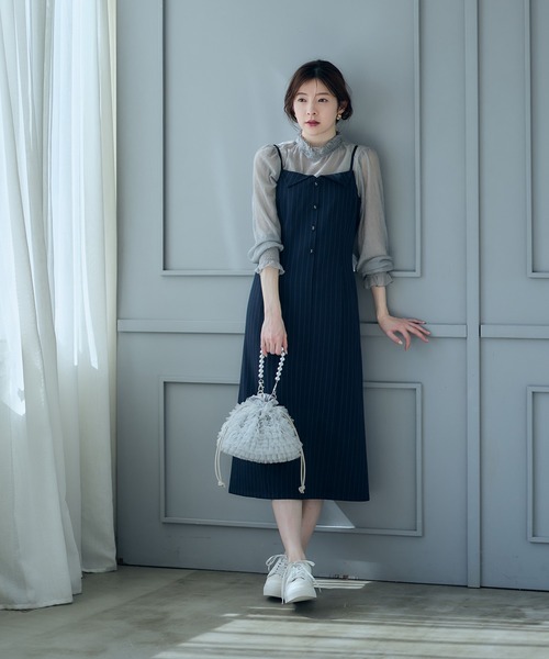 12Twelve Agenda（トゥエルブ　アジェンダ）の「フラップ衿キャミワンピース（ワンピース・レディース・グレー/ネイビー・M）」の18枚目の写真