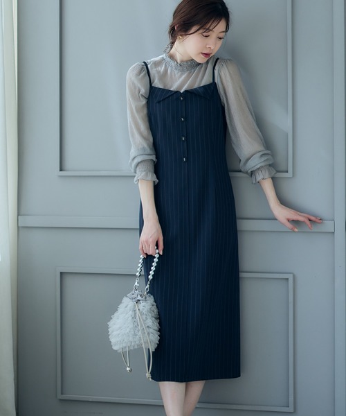 12Twelve Agenda（トゥエルブ　アジェンダ）の「フラップ衿キャミワンピース（ワンピース・レディース・グレー/ネイビー・M）」の19枚目の写真
