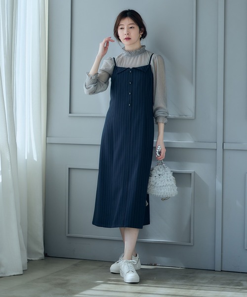 12Twelve Agenda（トゥエルブ　アジェンダ）の「フラップ衿キャミワンピース（ワンピース・レディース・グレー/ネイビー・M）」の21枚目の写真