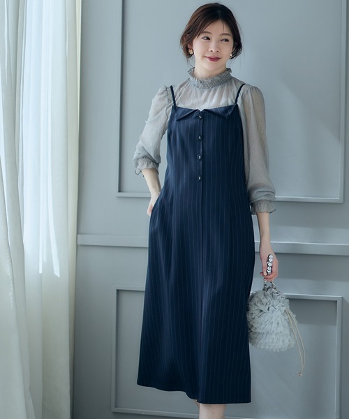 12Twelve Agenda（トゥエルブ　アジェンダ）の「フラップ衿キャミワンピース（ワンピース・レディース・グレー/ネイビー・M）」の22枚目の写真