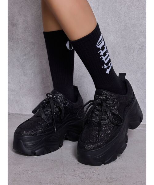 GYDA（ジェイダ）の「GYDA SPARKLE PLATFORMスニーカー（スニーカー・レディース・オフホワイト/ブラック・LARGE/MEDIUM/SMALL）」の5枚目の写真