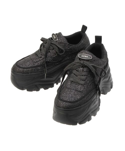 GYDA(ジェイダ)の「GYDA SPARKLE PLATFORM厚底スニーカー(スニーカー・レディース・オフホワイト/ブラック・LARGE/MEDIUM/SMALL)」の3枚目の写真