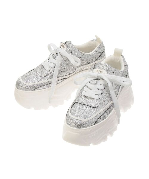 GYDA(ジェイダ)の「GYDA SPARKLE PLATFORM厚底スニーカー(スニーカー・レディース・オフホワイト/ブラック・LARGE/MEDIUM/SMALL)」の4枚目の写真