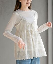 rps | 花柄刺繍前開きダブルリボンキャミソール(キャミソール)