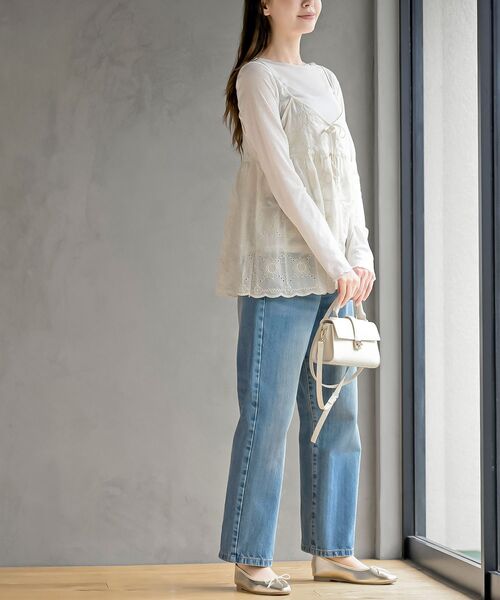 rps（アールピーエス）の「花柄刺繍前開きダブルリボンキャミソール（キャミソール・レディース・アイボリー・フリー）」の5枚目の写真