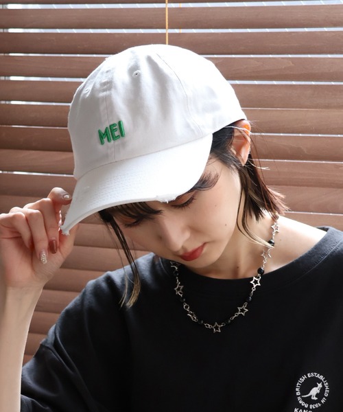 MEI(メイ)の「【MEI/メイ】 MEI PIGMENT WASH & DAMAGE CAP / ピグメント ウォッシュ&ダメージ キャップ(キャップ・メンズ・パープル/グリーン/ピンク/レッド/ブラウン/ブルー/ブラック/ベージュ/ホワイト・FREE)」の2枚目の写真