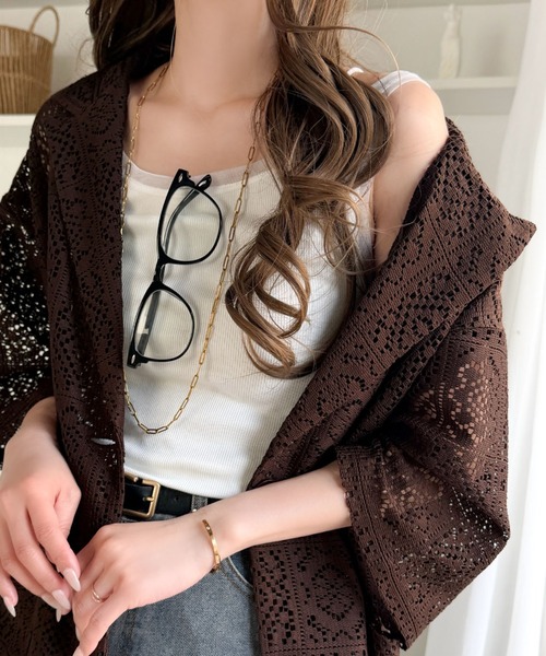 classicalelf(クラシカルエルフ)の「繊細なレースがつくる、大人のための“雰囲気服”。ポケットつきパネルレーステーラードジャケット(半袖)(テーラードジャケット・レディース・グレイッシュベージュ/ブラック/ブラウン・X-LARGE/SMALL/MEDIUM/LARGE)」の10枚目の写真