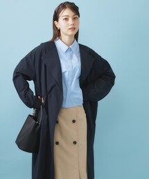 index（インデックス）の「ヴィンテージクロスノーカラーロングコート【洗濯機OK/ストレッチ/イージーアイロン】（ノーカラーコート）」