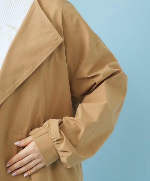 index（インデックス）の「ヴィンテージクロスノーカラーロングコート【洗濯機OK/ストレッチ/イージーアイロン】（ノーカラーコート・レディース・ネイビー/ナチュラル/キャメル・00）」の20枚目の写真