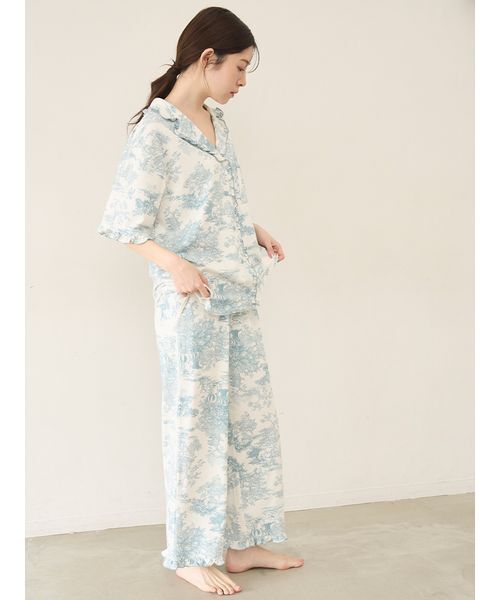 SNIDEL HOME(スナイデルホーム)の「【Moilis】ロングパンツ(ルームウェア/パジャマ・レディース・その他/サックスブルー/チェック・F)」の5枚目の写真