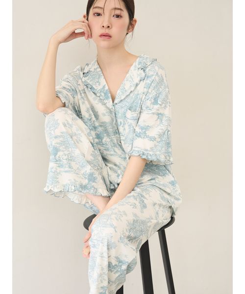 SNIDEL HOME(スナイデルホーム)の「【Moilis】ロングパンツ(ルームウェア/パジャマ・レディース・その他/サックスブルー/チェック・F)」の8枚目の写真