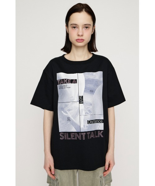 SLY(スライ)の「PHOTO & JEWEL MIX T/SH フォトアンドジュエルミックスTシャツ 春服 夏服(Tシャツ/カットソー・レディース・ブラック/ホワイト/ピンク・1/2)」の6枚目の写真