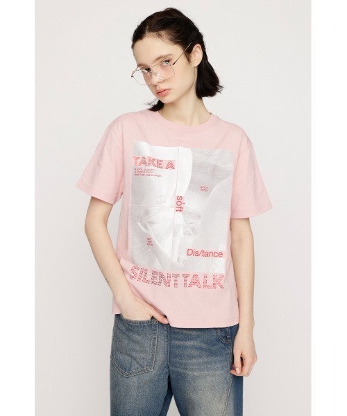 SLY(スライ)の「PHOTO & JEWEL MIX T/SH フォトアンドジュエルミックスTシャツ 春服 夏服(Tシャツ/カットソー・レディース・ブラック/ホワイト/ピンク・1/2)」の12枚目の写真