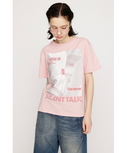 SLY(スライ)の「PHOTO & JEWEL MIX T/SH フォトアンドジュエルミックスTシャツ 春服 夏服(Tシャツ/カットソー・レディース・ブラック/ホワイト/ピンク・1/2)」の14枚目の写真
