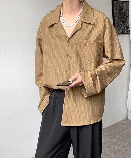 Ressaca（レサーカ）の「オーバーサイズ開襟ルーズ長袖シャツ（シャツ/ブラウス・メンズ・ホワイト/ブルー/ベージュ・L/M）」の13枚目の写真