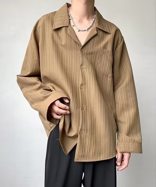 Ressaca（レサーカ）の「オーバーサイズ開襟ルーズ長袖シャツ（シャツ/ブラウス・メンズ・ホワイト/ブルー/ベージュ・L/M）」の12枚目の写真