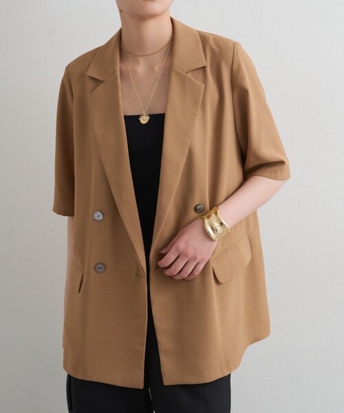 LOUNGEDRESS（ラウンジドレス）の「ハーフスリーブジャケット（その他アウター・レディース・キャメル/ブラック・FREE）」の3枚目の写真